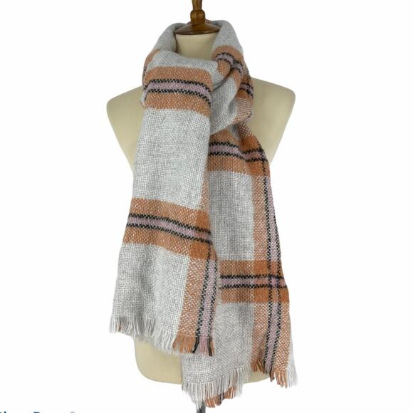Universal Thread Scarf Wrap Plaid Tan Orange NWT - Picture 1 of 7